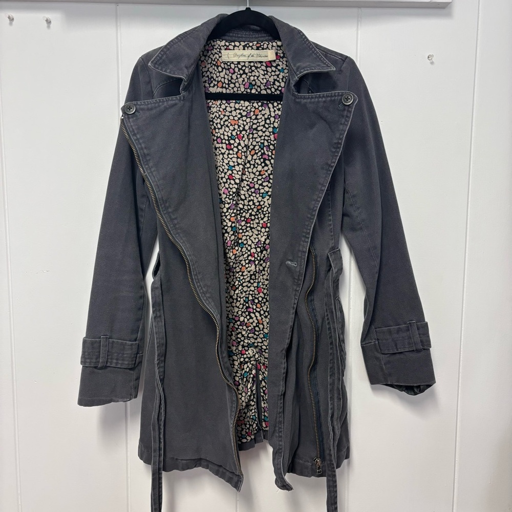 Anthropologie Daughters of the Liberation Grey Short Trench Coat Jacket 10 - Picture 9 of 10